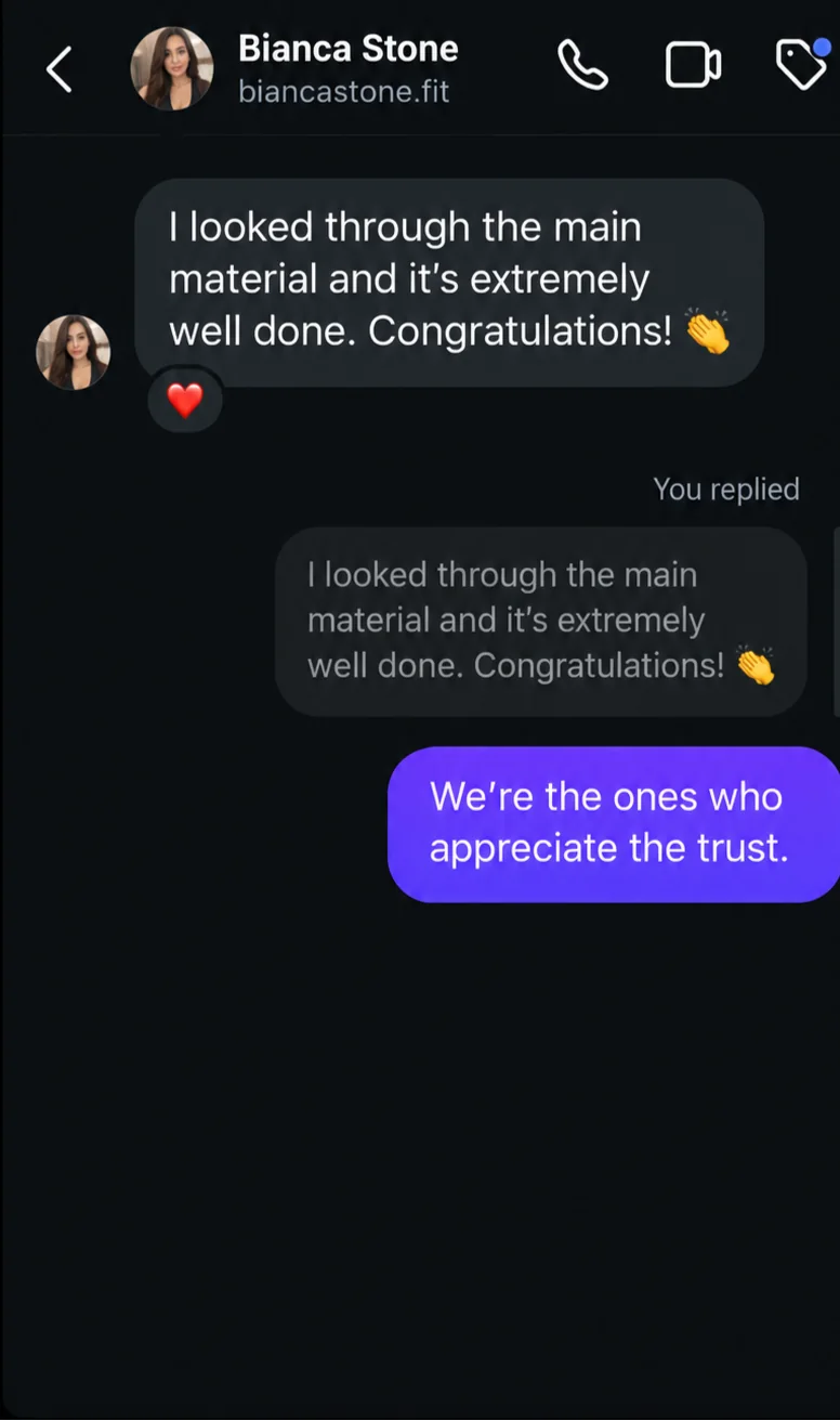 Customer testimonial from Bianca Stone
